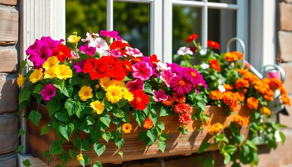 colorful blooms in window