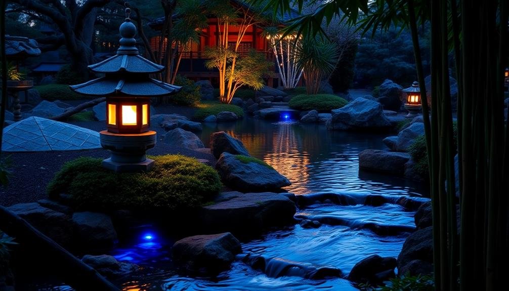 illuminated flowing water feature