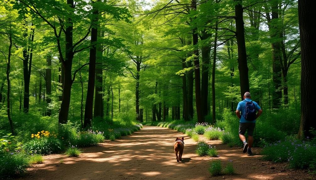 tranquil wooded hiking trail