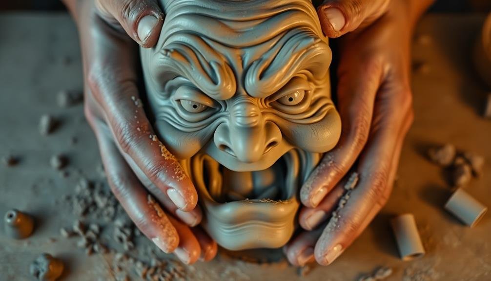 artistic emotional facial sculptures