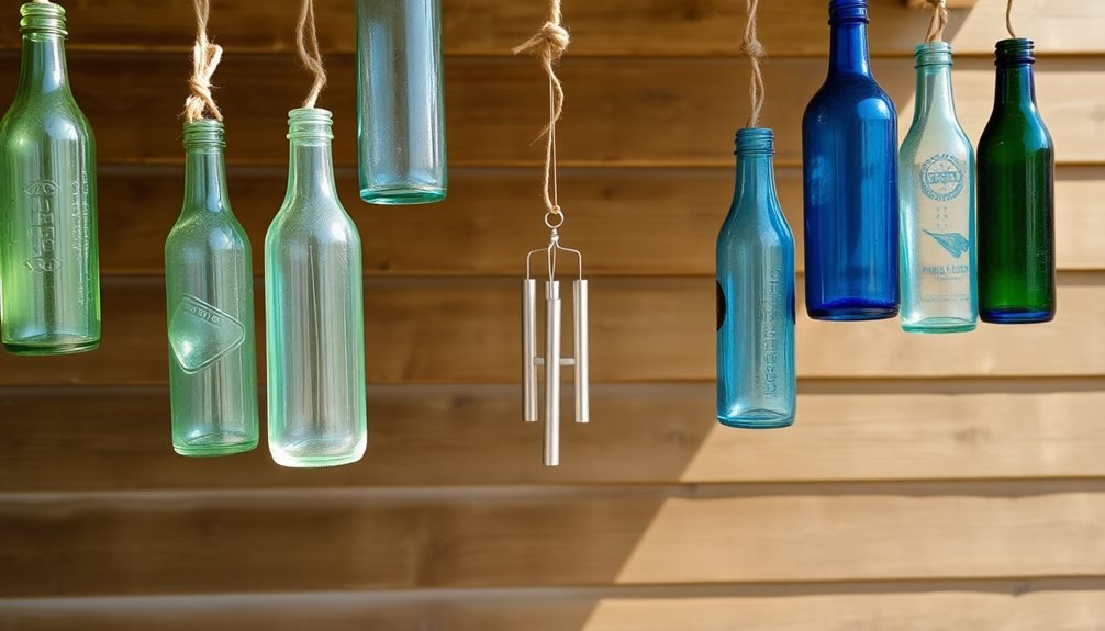 colorful glass bottle chimes