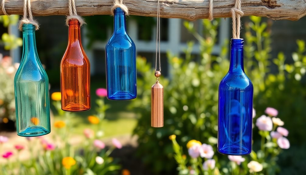 colorful glass bottle chimes