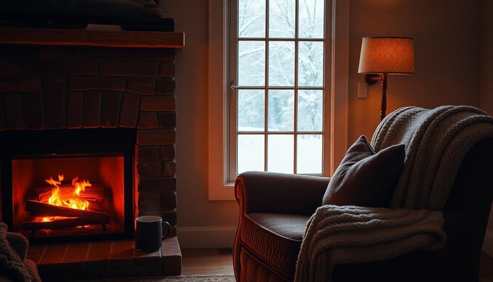 cozy winter fireplace glow