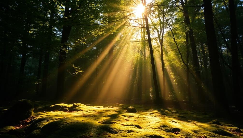 dappled light among foliage