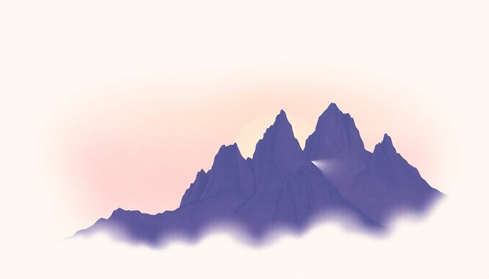 dawn illuminates mountain peaks