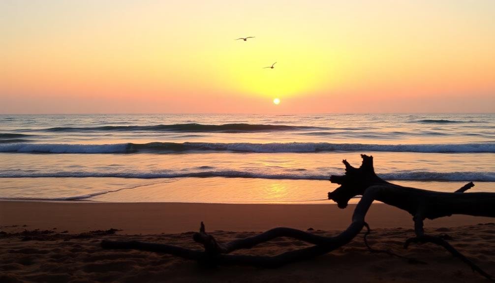 gentle surf embracing coastline