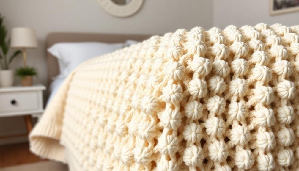 serene bobble stitch blanket