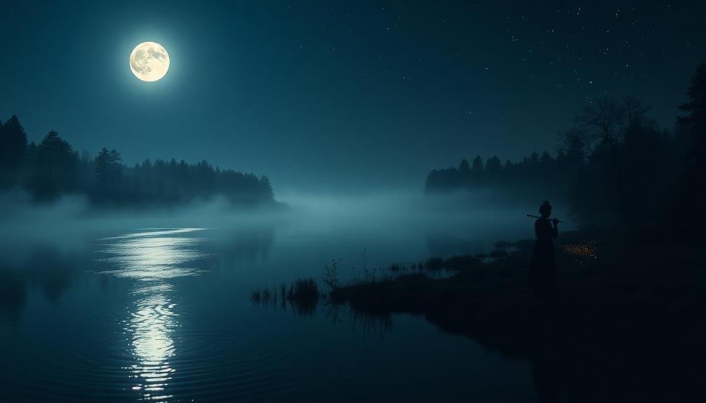 serene nighttime waterway scene