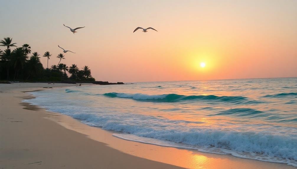 soothing ocean waves caressing