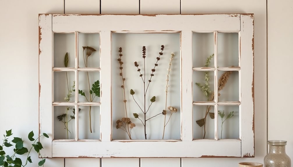 upcycled window frame art