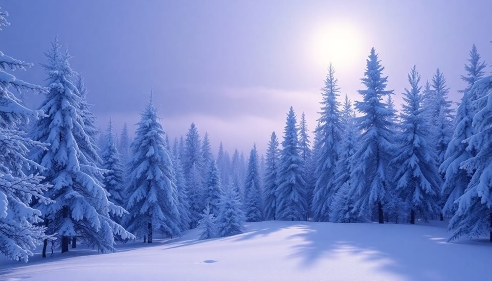 winter pines under moonlight